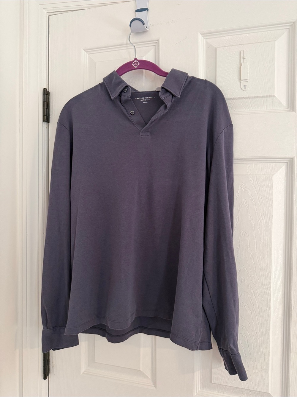 Charles Tyrwhitt Long-Sleeve Polo in Slate Blue
